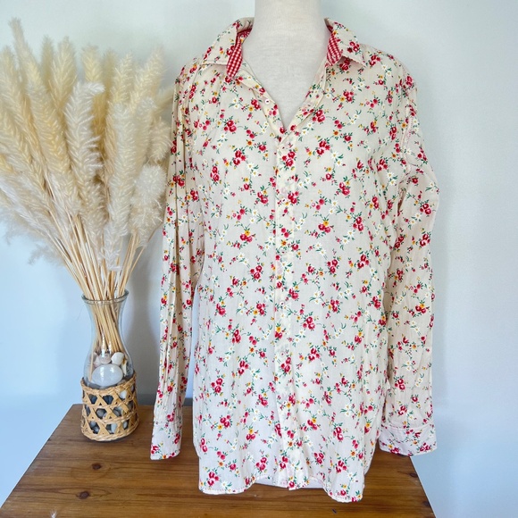 Pero Floral lady bug button down blouse - Picture 1 of 8